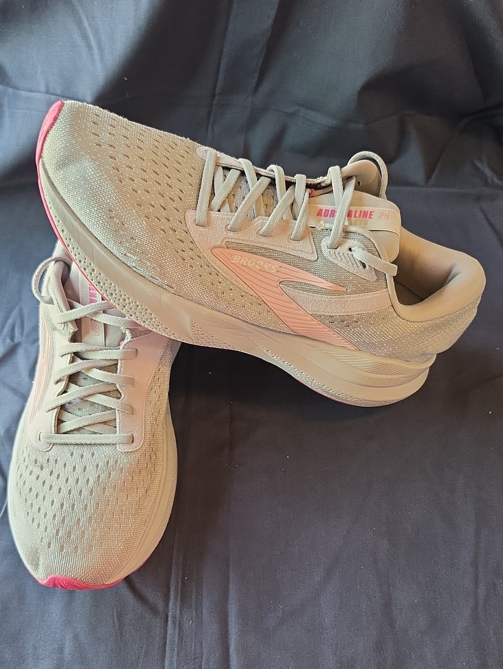 Brooks Adrenaline 24 Women’s Running Shoes - Beige with Pink Accents